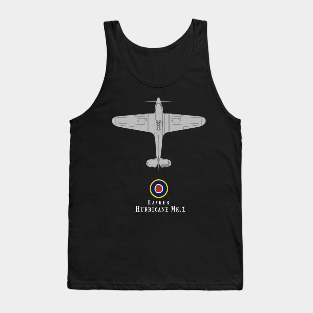 Hawker Hurricane WWII Fighter Airplane Tech Print Tank Top by DesignedForFlight